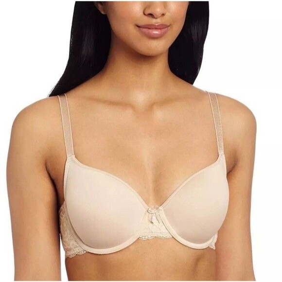 Wacoal Bra 38DD All Dressed Up Contour Underwire Seamless Bra Black 853166 Beige - Picture 10 of 10